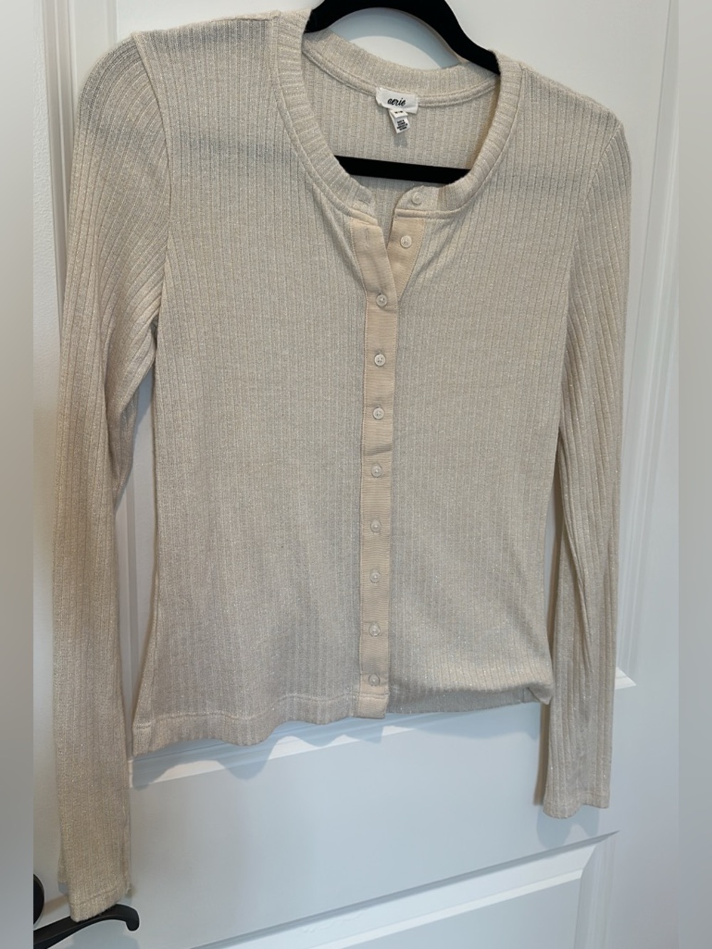 Aerie cream shimmer cardigan small